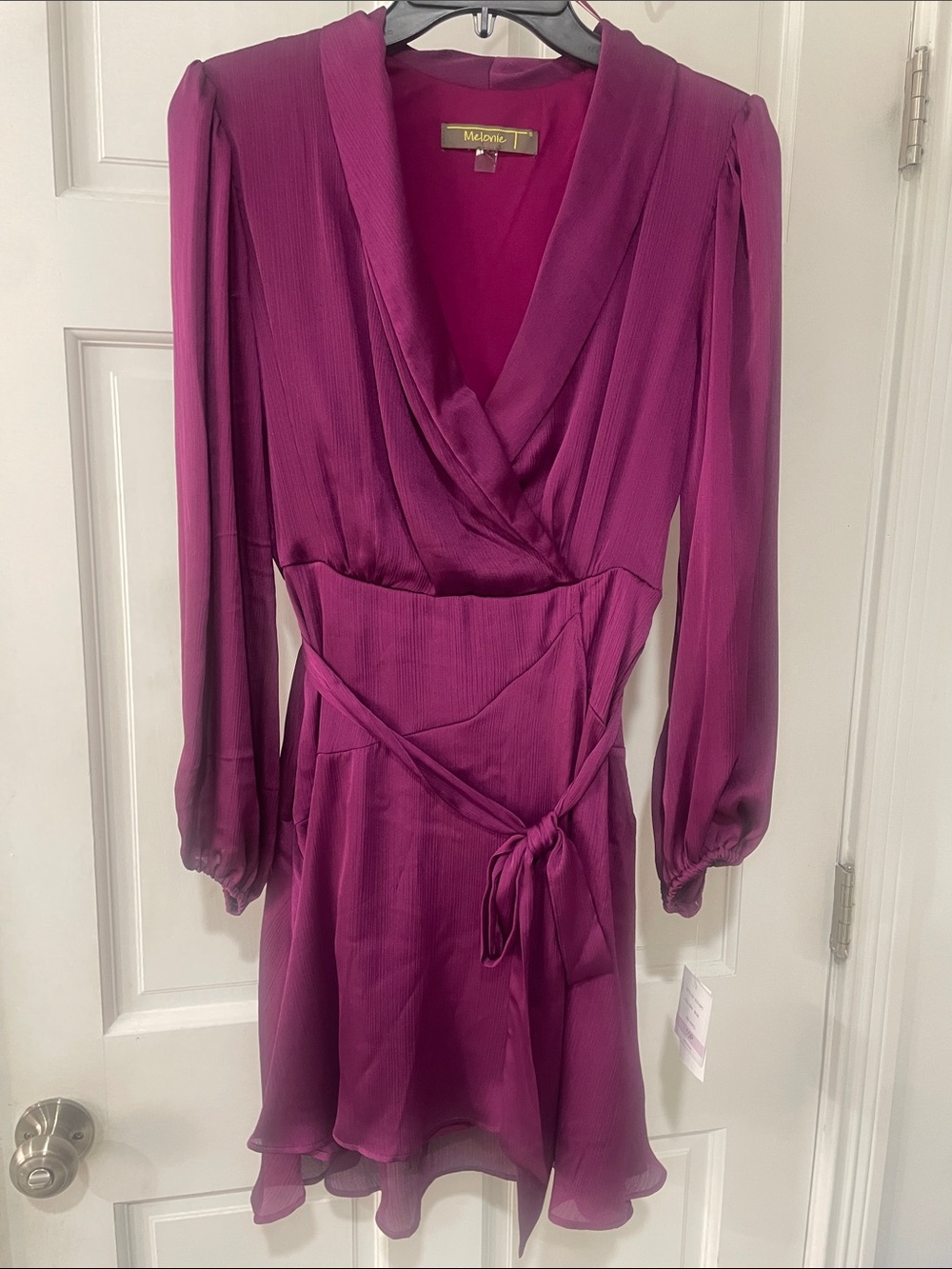 Maje Fuchsia Long-Sleeve Wrap Mini Dress
